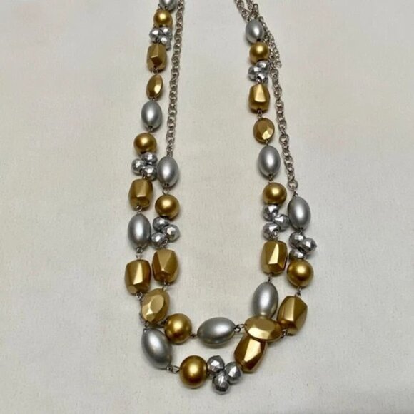 Beaded Necklace & Earrings Set Large Gold & Silver Painted Fashion Jewelry NWT - Picture 6 of 8